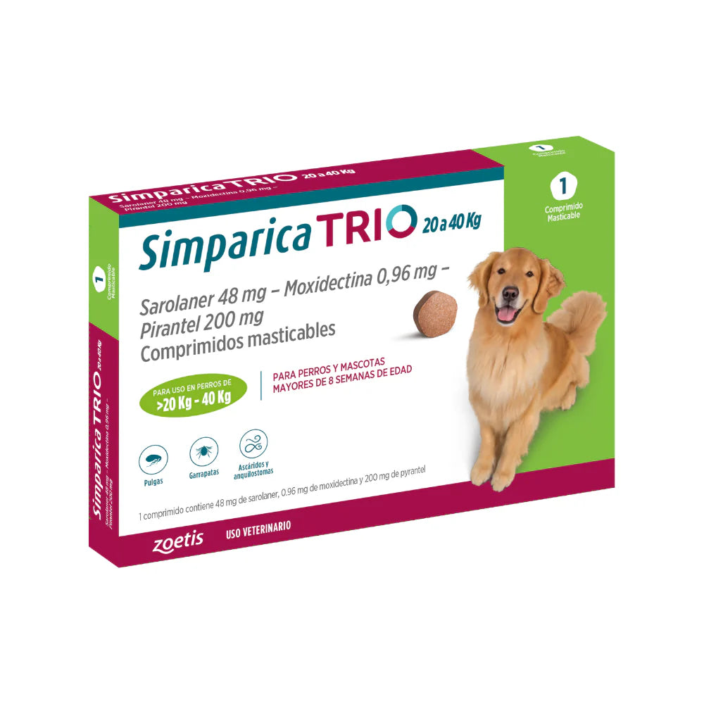 Simparica Trio (20 a 40 kg) en 1 comprimido