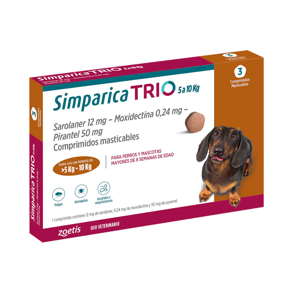 Simparica Trio en 3 comprimidos (5 a 10 kg)