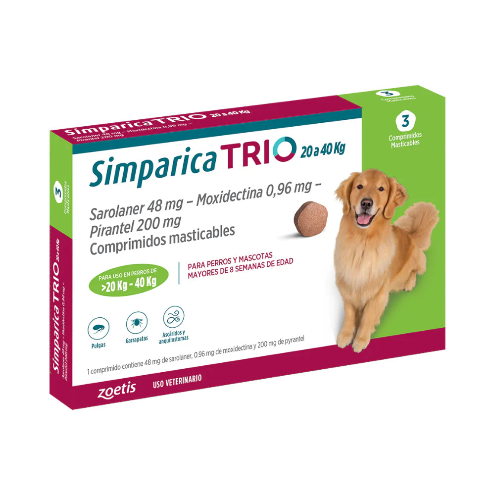 Simparica Trio en 3 comprimidos (20 a 40 kg)