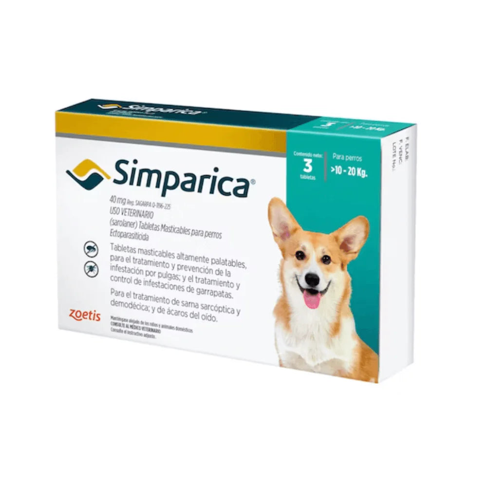 Simparica 3 Comprimidos de 40 mg (10 a 20kg)